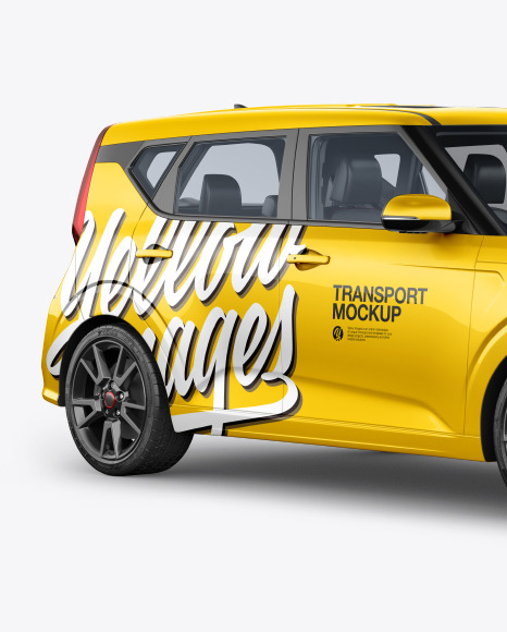 Download Compact Car Mockup Half Side View In Vehicle Mockups On Yellow Images Object Mockups PSD Mockup Templates