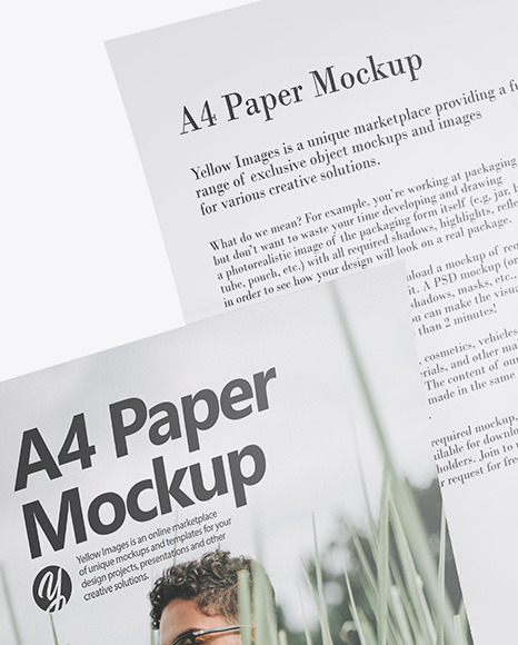 Download Two A4 Papers Mockup In Stationery Mockups On Yellow Images Object Mockups