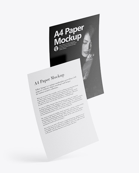 Two Textured A4 Papers Mockup PSD #2
