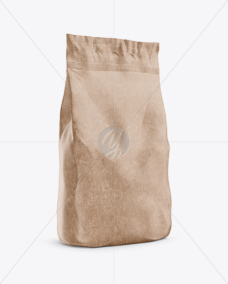 Download Kraft Food Bag Mockup Halfside View In Bag Sack Mockups On Yellow Images Object Mockups Yellowimages Mockups