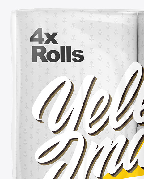 Download Toilet Paper 4 Pack Mockup Front View In Packaging Mockups On Yellow Images Object Mockups PSD Mockup Templates