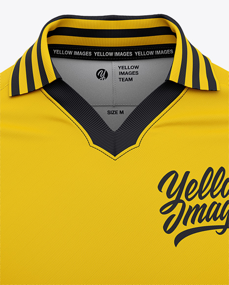 Download Men's Soccer Jersey Mockup - Front View Of Soccer Polo T-Shirt in Apparel Mockups on Yellow ...