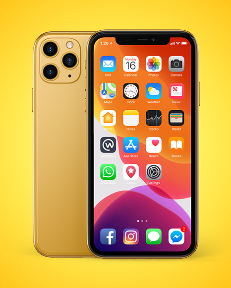 Two Apple iPhones 11 Pro Mockup