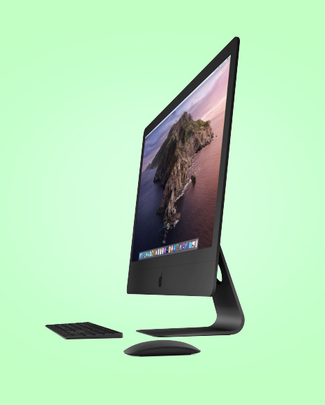 Clay IMac Pro with Keyboard and Mouse Mockup PSD #2