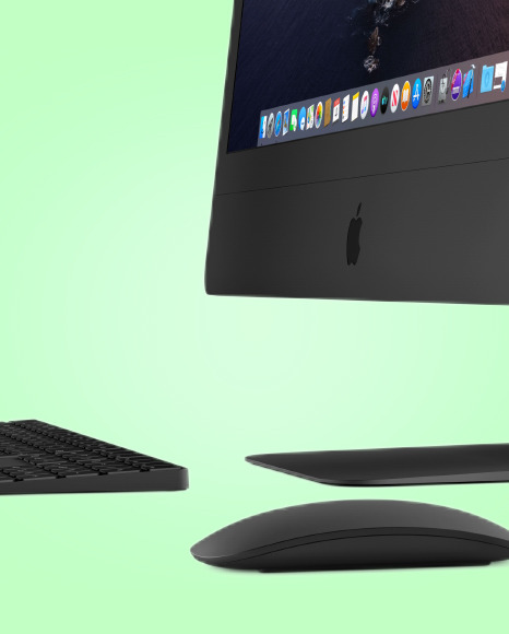 Clay IMac Pro with Keyboard and Mouse Mockup PSD #1