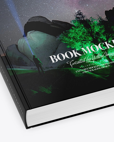 Book w/ Matte Cover Mockup - Half Side View (High Angle Shot)