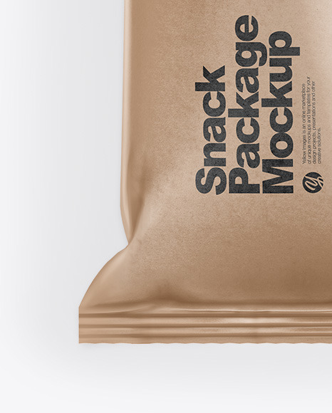 Download Kraft Paper Snack Package Mockup in Flow-Pack Mockups on Yellow Images Object Mockups