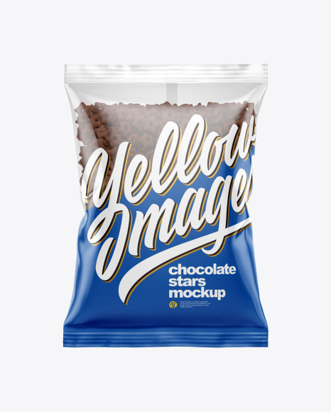 Download Bag With Chocolate Stars Cereal Mockup In Bag Sack Mockups On Yellow Images Object Mockups