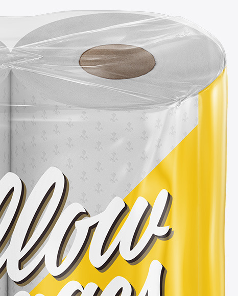 Download Toilet Paper 4 Pack Mockup In Packaging Mockups On Yellow Images Object Mockups PSD Mockup Templates