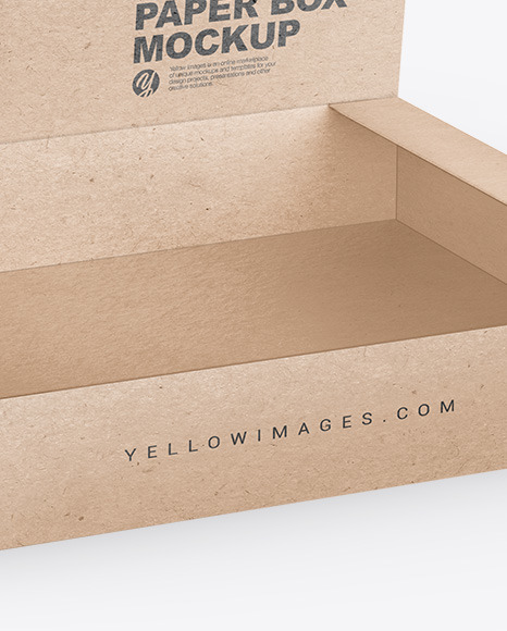 Download Opened Kraft Paper Box Mockup In Box Mockups On Yellow Images Object Mockups PSD Mockup Templates