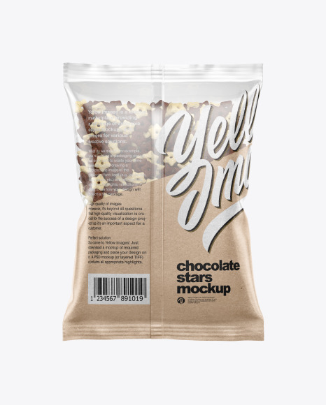 Bag With Duo Stars Cereal Mockup In Bag Sack Mockups On Yellow Images Object Mockups