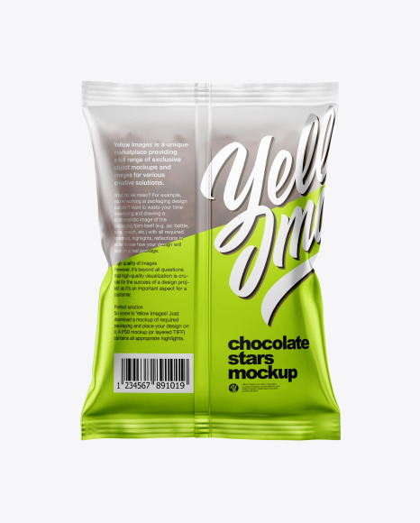 Frosted Bag With Chocolate Stars Cereal Mockup PSD #1