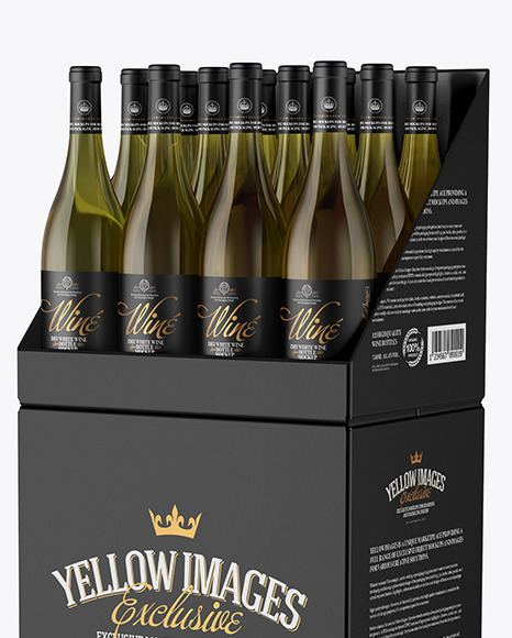 Stand with White Wine Bottles Mockup PSD #2