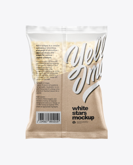 Matte Bag With Corn Stars Cereal Mockup In Bag Sack Mockups On Yellow Images Object Mockups