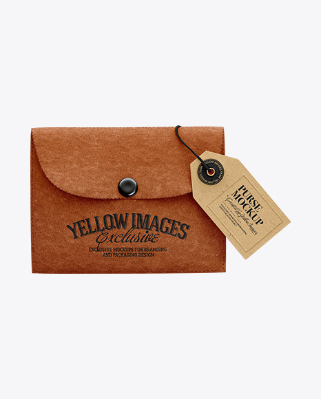 Leather Purse W Label Mockup In Apparel Mockups On Yellow Images Object Mockups