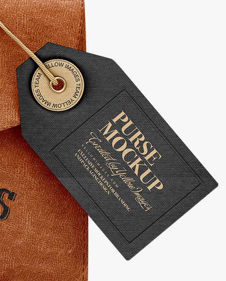 Download Leather Purse W Label Mockup In Apparel Mockups On Yellow Images Object Mockups