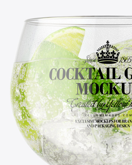 Download Gin Tonic Cocktail Glass Mockup In Cup Bowl Mockups On Yellow Images Object Mockups PSD Mockup Templates