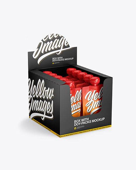 Download Display Box W Doy Packs Mockup In Box Mockups On Yellow Images Object Mockups Yellowimages Mockups