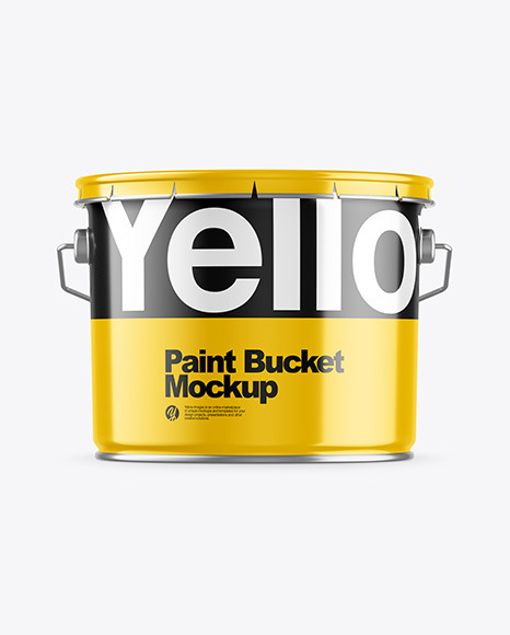 Download Glossy Paint Bucket Mockup In Bucket Pail Mockups On Yellow Images Object Mockups PSD Mockup Templates