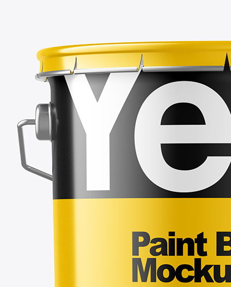 Glossy Paint Bucket Mockup In Bucket Pail Mockups On Yellow Images Object Mockups