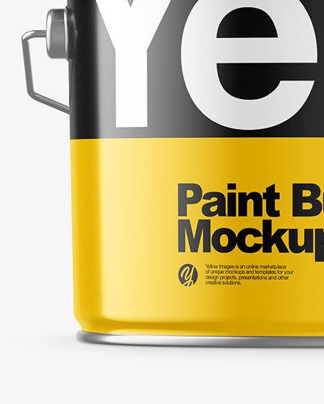 Download Glossy Paint Bucket Mockup In Bucket Pail Mockups On Yellow Images Object Mockups PSD Mockup Templates