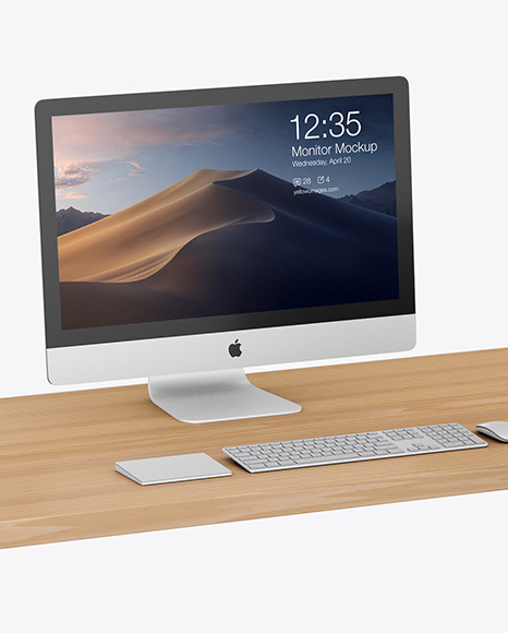 Desk with IMac Mockup