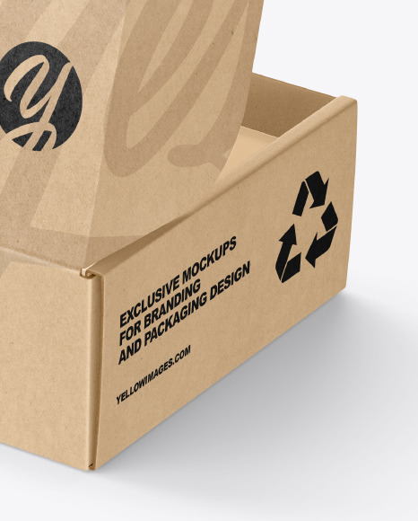 Download Opened Kraft Paper Mailing Box Mockup In Box Mockups On Yellow Images Object Mockups PSD Mockup Templates