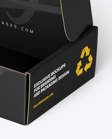 Download Opened Paper Mailing Box Mockup In Box Mockups On Yellow Images Object Mockups PSD Mockup Templates