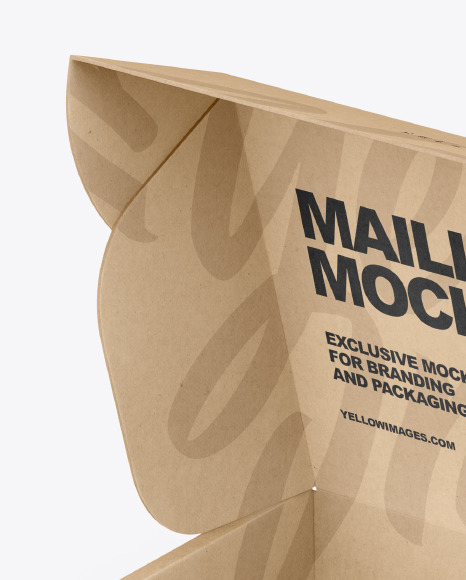 Download Opened Kraft Paper Mailing Box Mockup In Box Mockups On Yellow Images Object Mockups PSD Mockup Templates