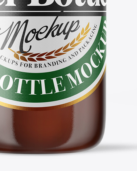 Amber Glass Beer Bottle Mockup PSD #6