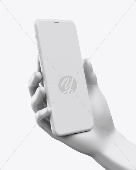 Download Iphone Pro Max Clay In Hand Mockup In Device Mockups On Yellow Images Object Mockups