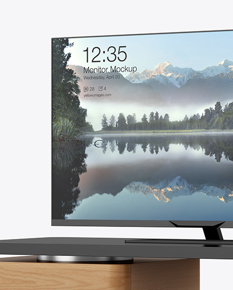 TV on a Table Mockup PSD #2