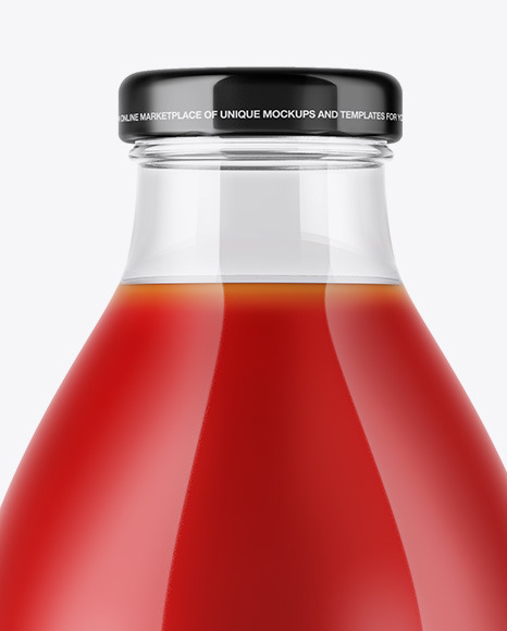 Download Clear Glass Bottle With Tomato Juice Psd Mockup Yellowimages