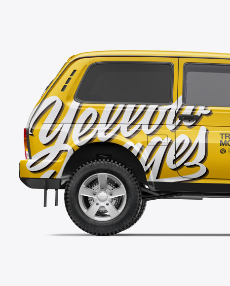 Download Off Road Suv Mockup Side View In Vehicle Mockups On Yellow Images Object Mockups PSD Mockup Templates