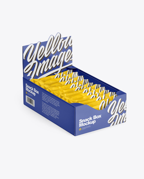 Download Display Box With Snack Bars Mockup In Box Mockups On Yellow Images Object Mockups PSD Mockup Templates