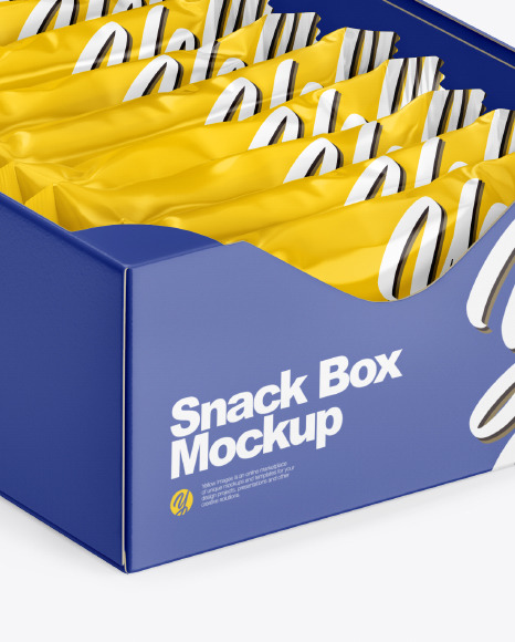 Download Display Box With Snack Bars Mockup In Box Mockups On Yellow Images Object Mockups PSD Mockup Templates