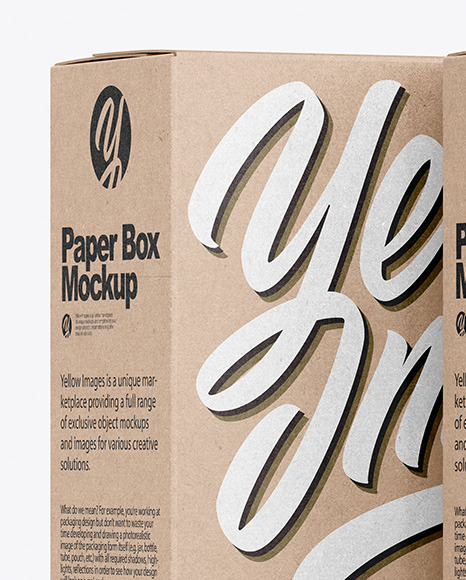 Download Two Kraft Boxes Mockup In Box Mockups On Yellow Images Object Mockups PSD Mockup Templates