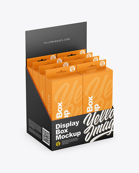 Download Display Box With Boxes Mockup In Box Mockups On Yellow Images Object Mockups PSD Mockup Templates