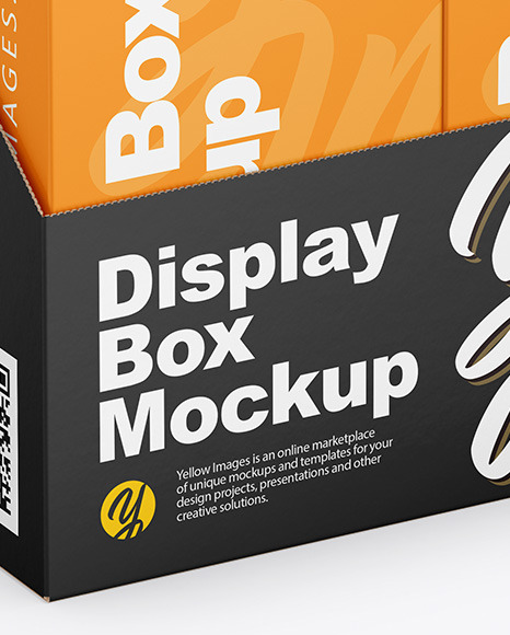 Display Box With Boxes Mockup In Box Mockups On Yellow Images Object Mockups