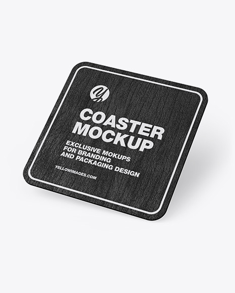 Wood Beverage Coaster Mockup PSD #3