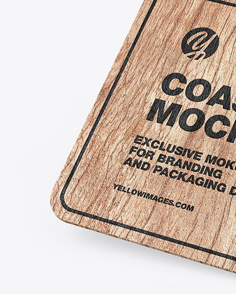 Wood Beverage Coaster Mockup PSD #4