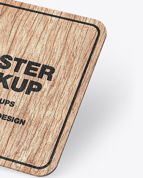 Wood Beverage Coaster Mockup PSD #5