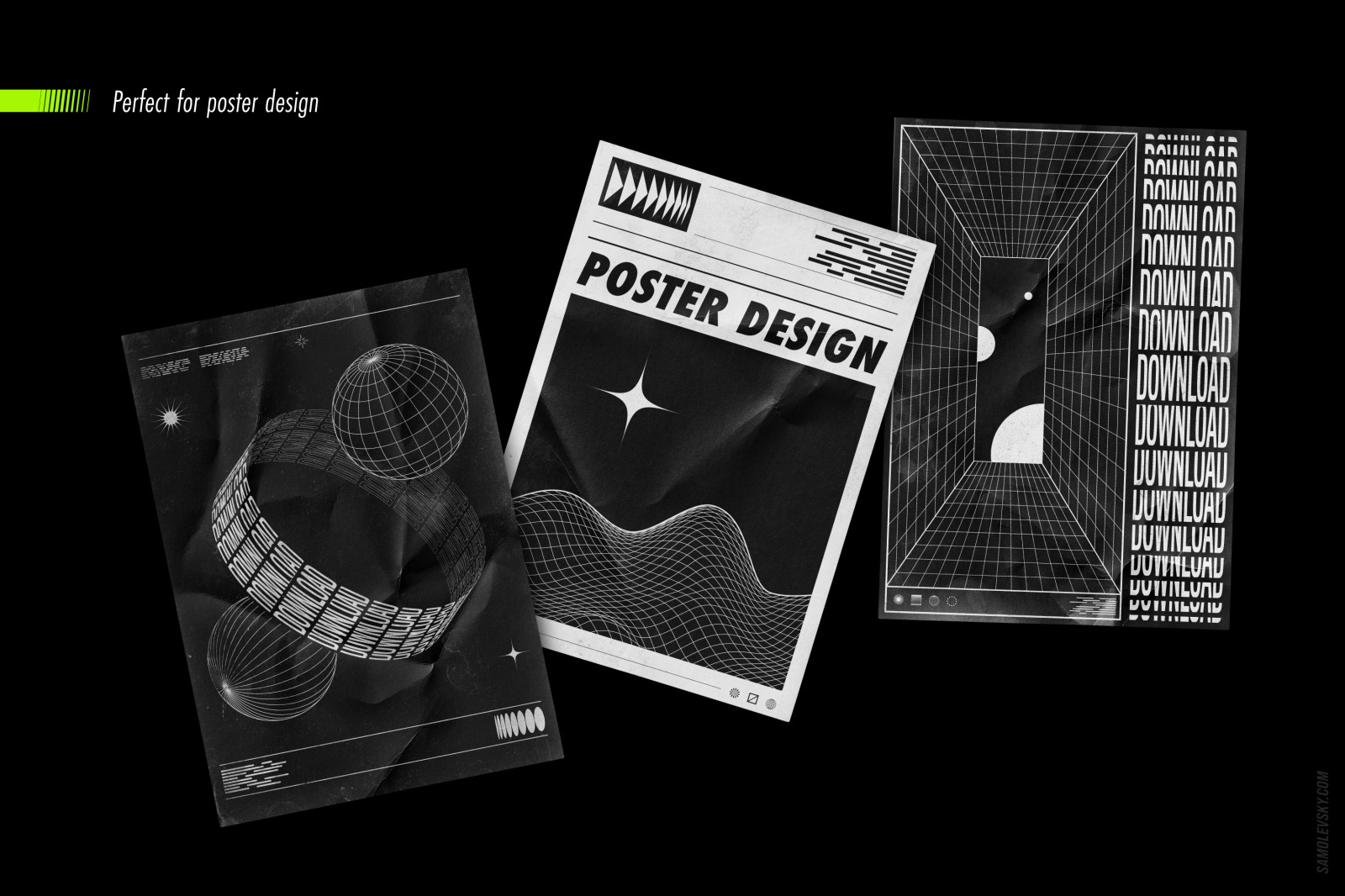 Abstract shapes collection – 100 design elements on Yellow Images