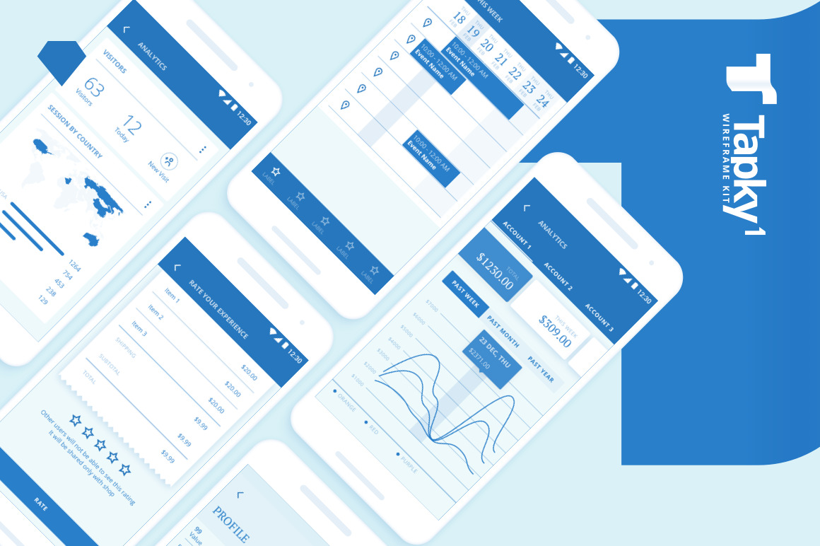 Download Tapky 1 Wireframe Kit In Ux Ui Kits On Yellow Images Creative Store PSD Mockup Templates