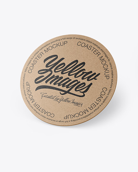 Kraft Beverage Coaster Mockup PSD #2