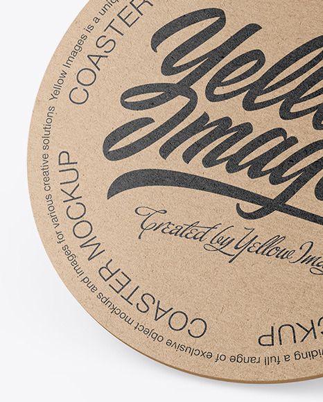 Kraft Beverage Coaster Mockup PSD #4