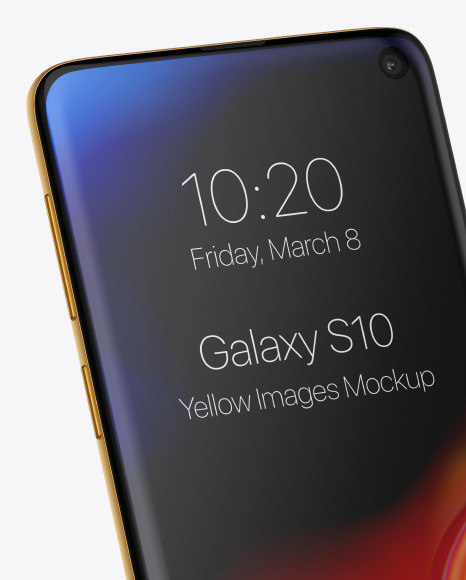 Samsung Galaxy S10 Mockup In Device Mockups On Yellow Images Object Mockups