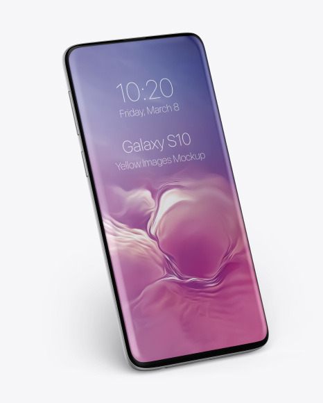 Samsung Galaxy S10 Mockup In Device Mockups On Yellow Images Object Mockups