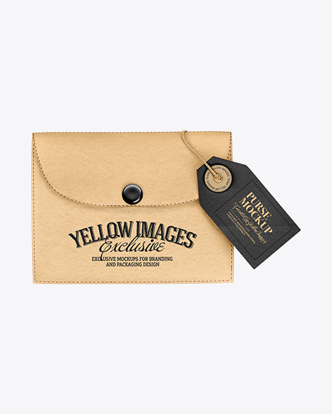 Kraft Purse W Label Mockup In Apparel Mockups On Yellow Images Object Mockups