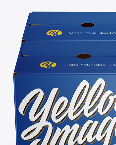 Download Paper Palette With Four Boxes Mockup In Box Mockups On Yellow Images Object Mockups PSD Mockup Templates